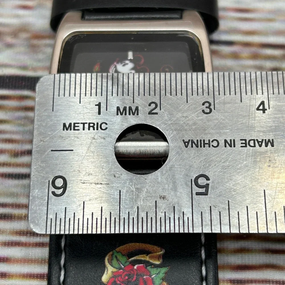 Disney Parks Mickey Mouse Tattoo‎ Style Cuff Watch Square Case In Box Old Stock